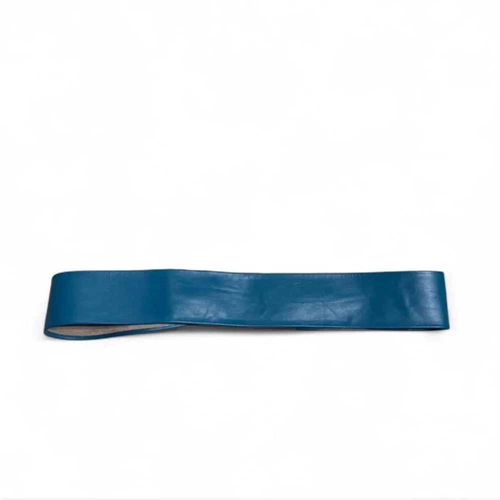 Vintage Blue Leather Belt